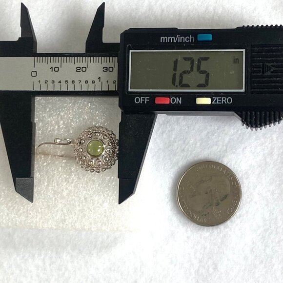 Sterling Silver 925 Celtic Infinity Knot Round Filigree Peridot Dangle Earrings - Picture 14 of 16